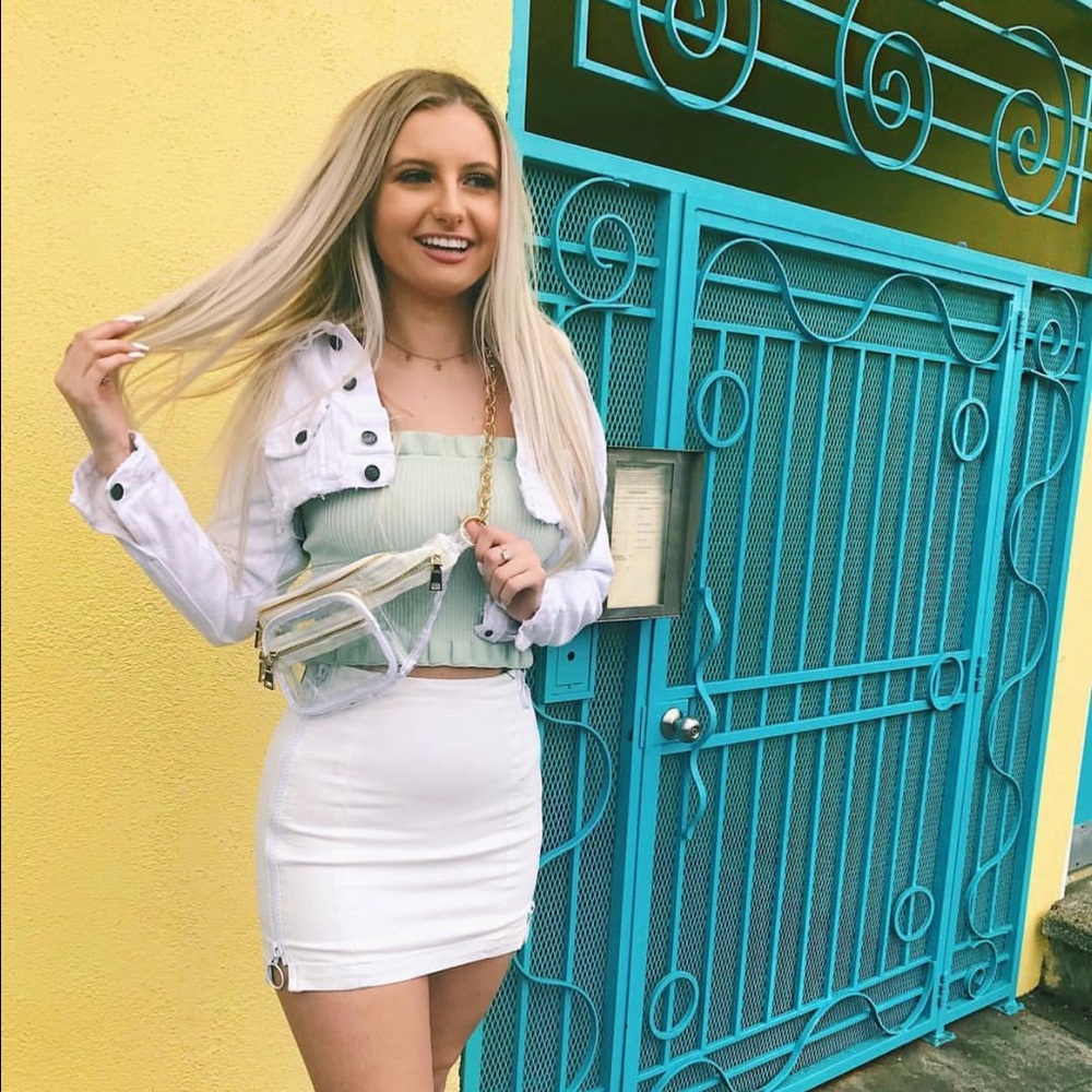 Side zip up White skirt Lf
